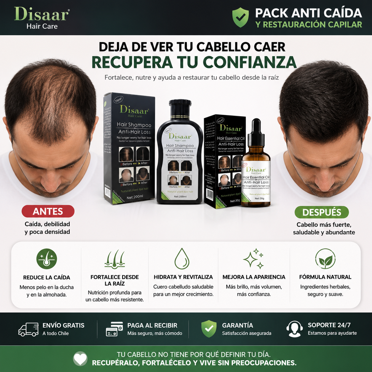 Disaar™ Pack Anticaída: Shampoo+ Serum