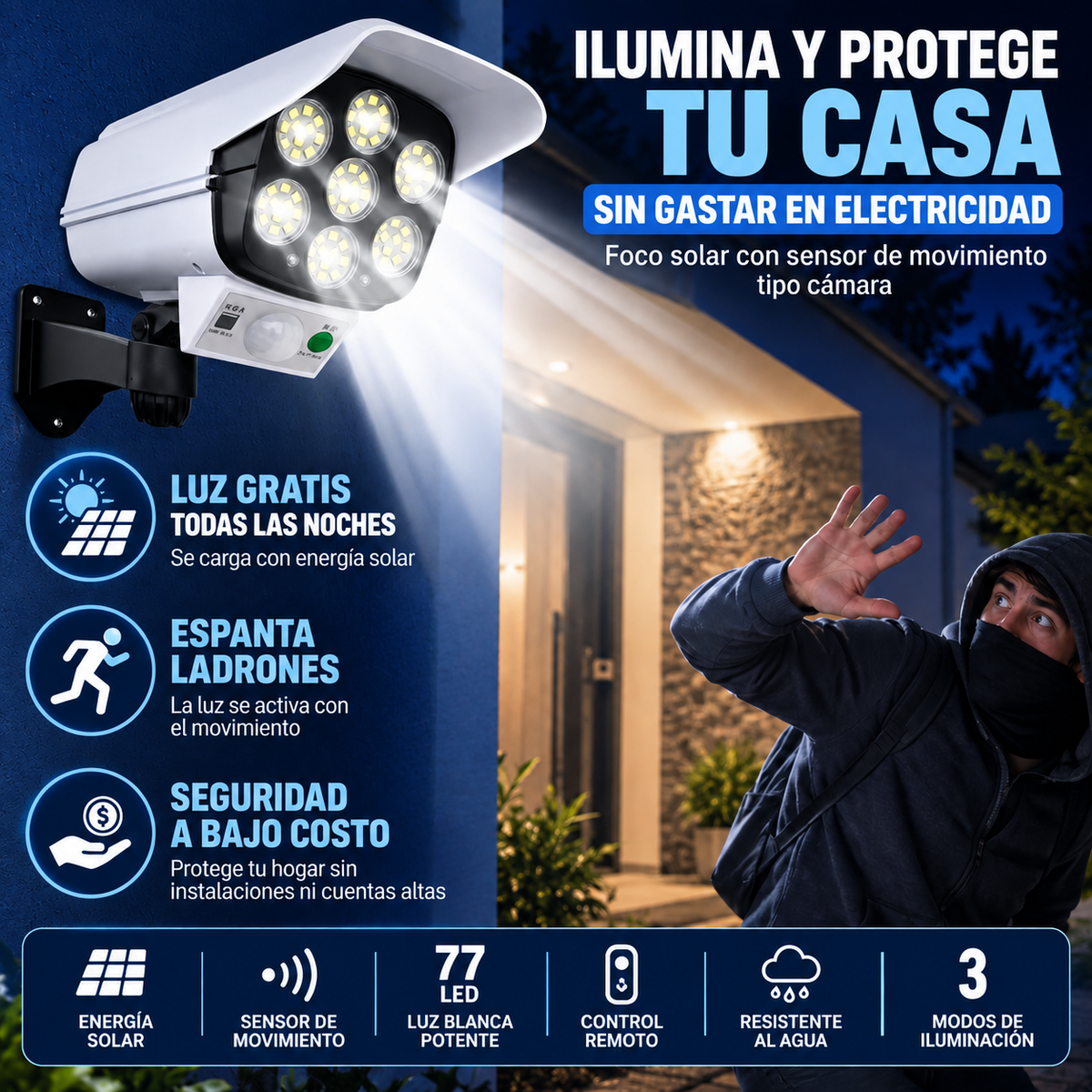 Foco Solar Tipo Cámara