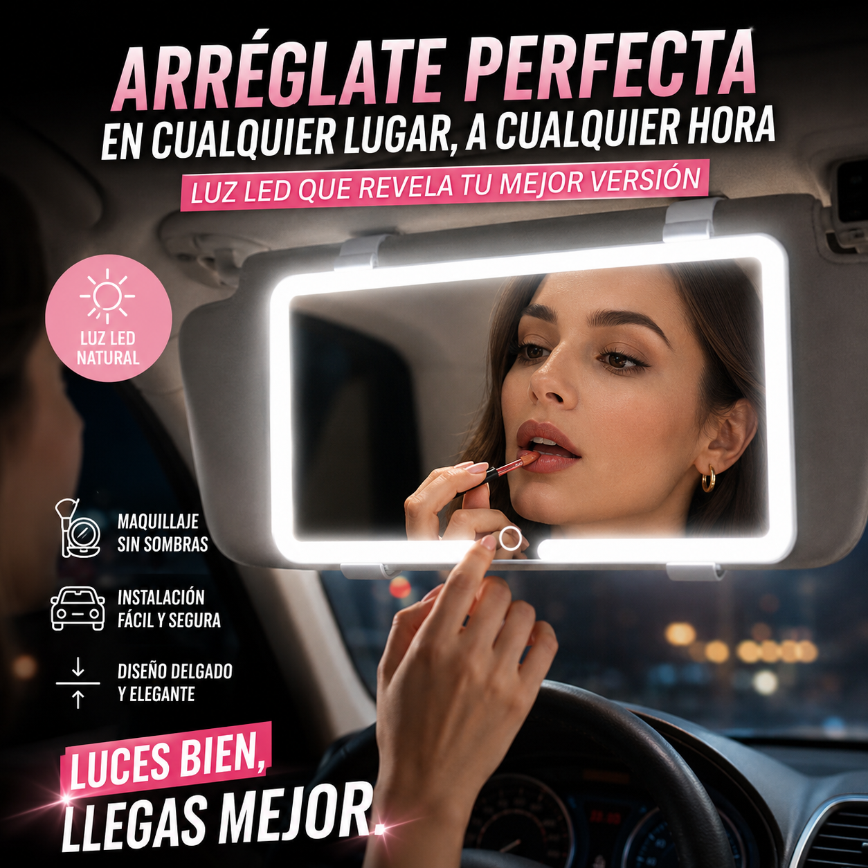 Espejo De Maquillaje Led Auto