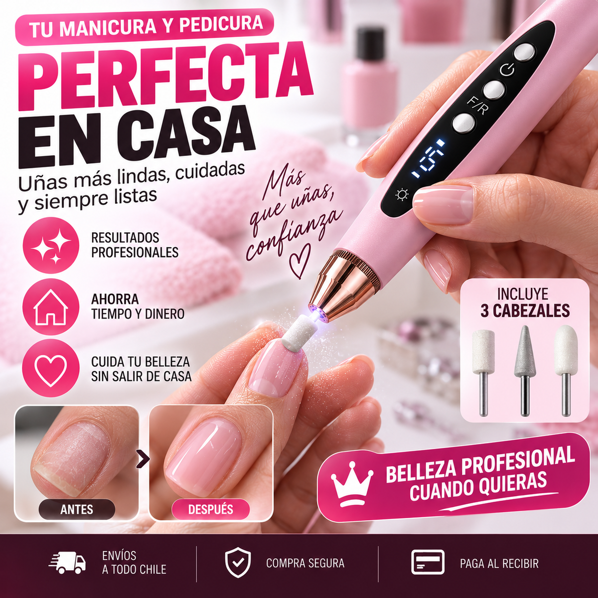 Dremel De Uñas Inalámbrico con Luz UV