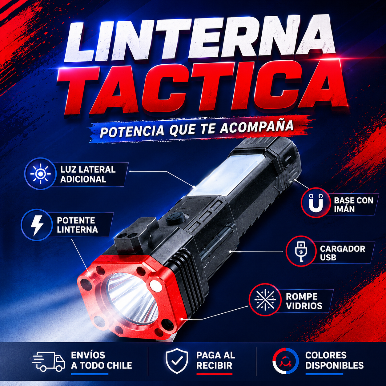 Linterna Multifuncional 4 En 1 Recargable