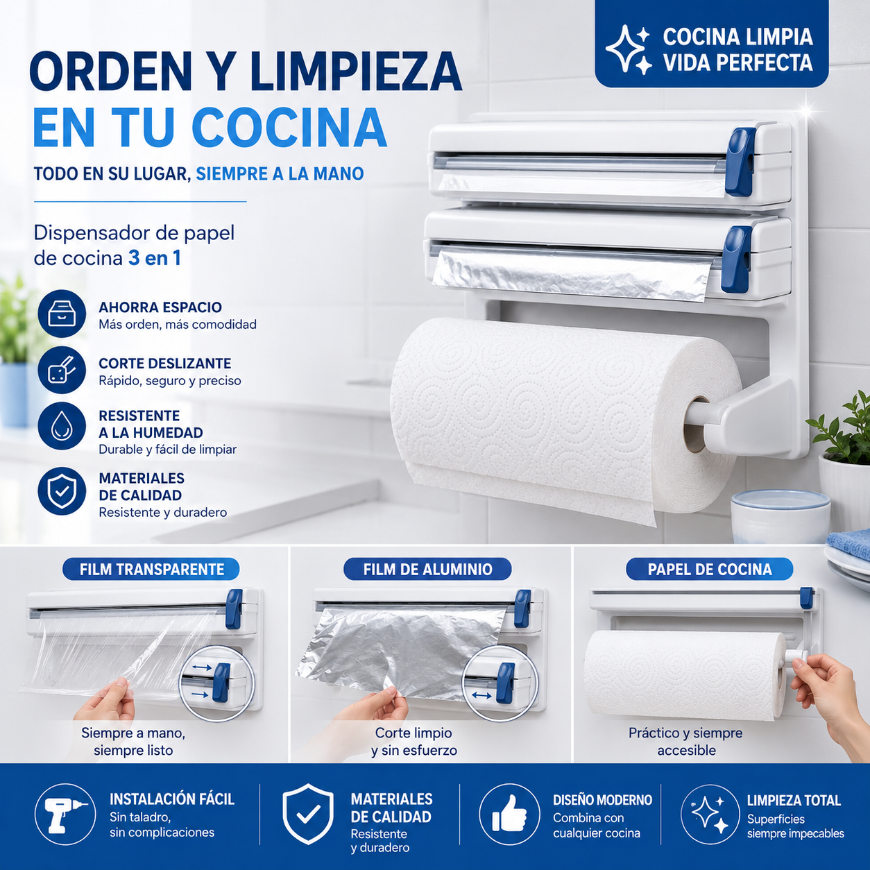 Dispensador De Papel 3 En 1