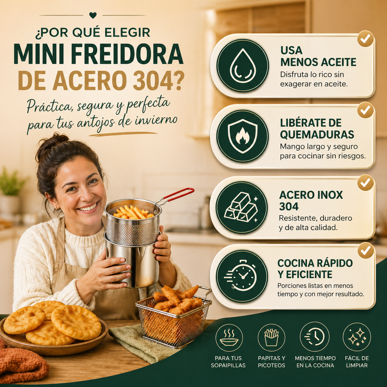 Olla acero 304 inoxidable para freir