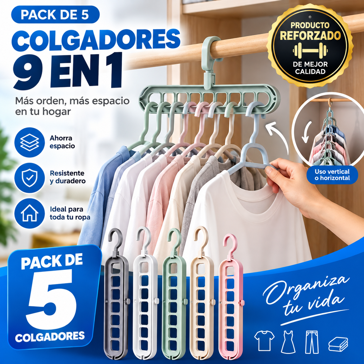 Pack 5x1 Colgador 9 en 1