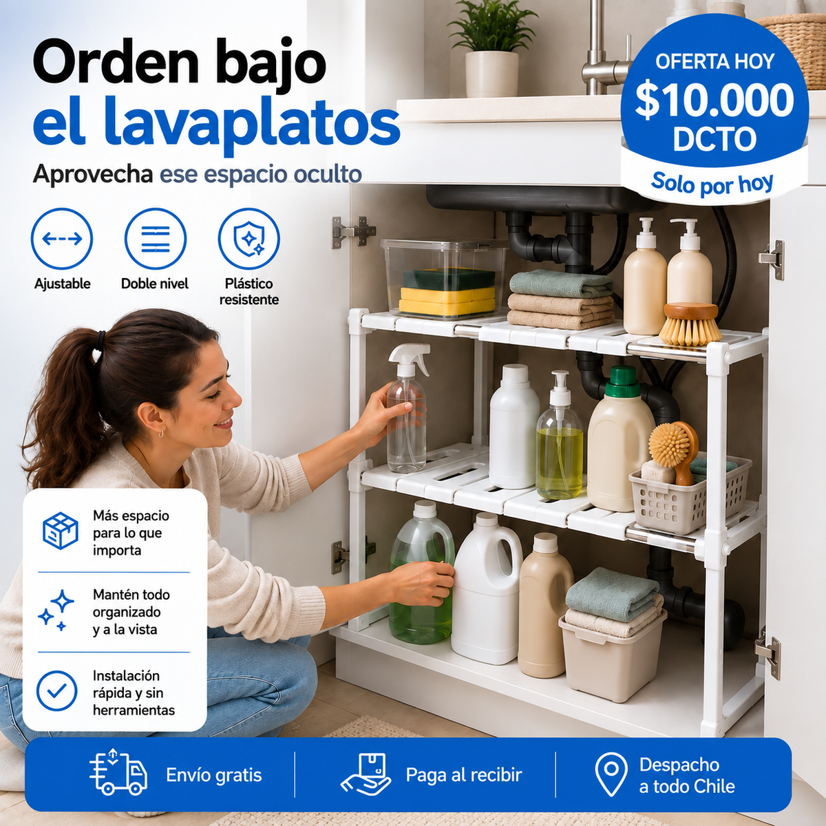 Organizador Doble de Acero Inoxidable