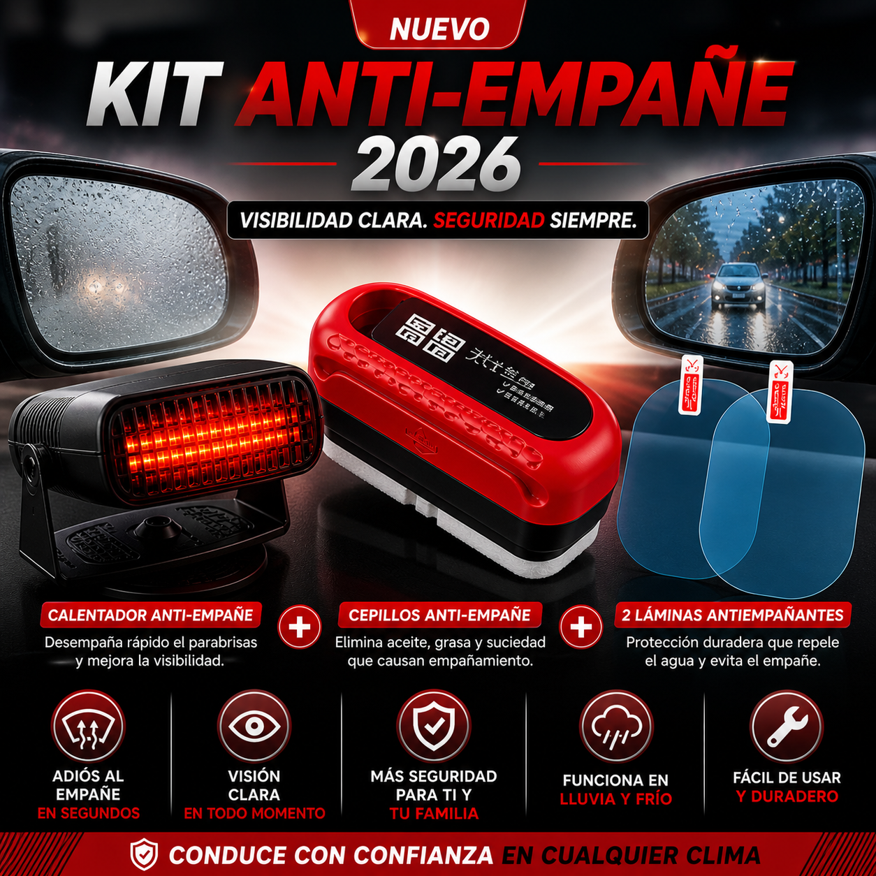 Kit Anti-Empañe para visibilidad y seguridad