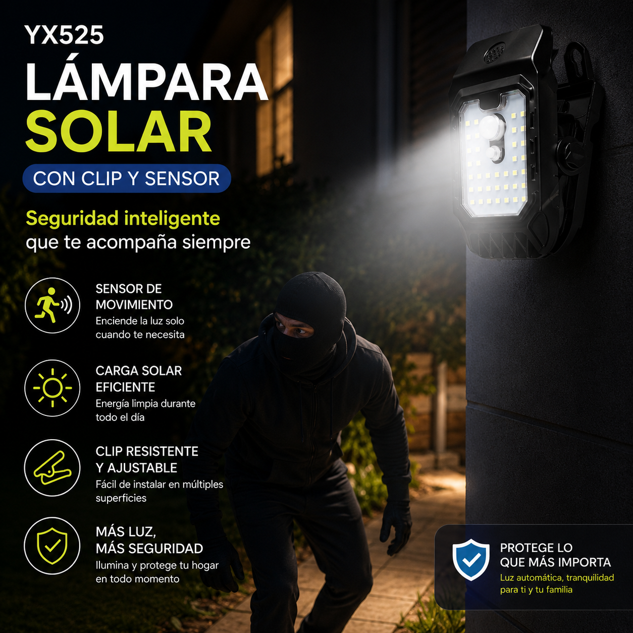 Lámpara Solar con Clip sensor YX-525