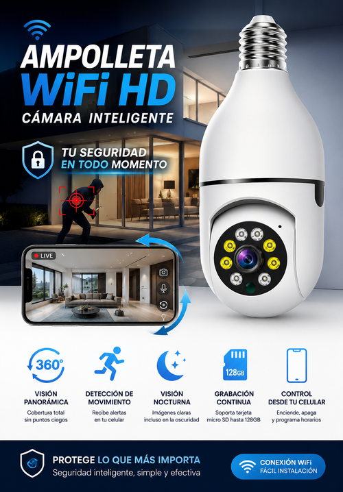 CAMARA FOCO DE SEGURIDAD HD PANORAMICA
