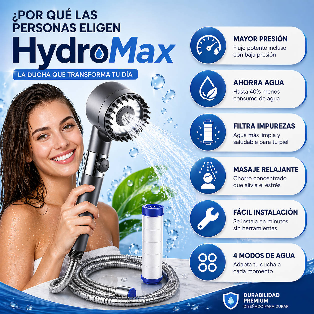 Cabezal De Ducha Con Masajeador Alta Pre
