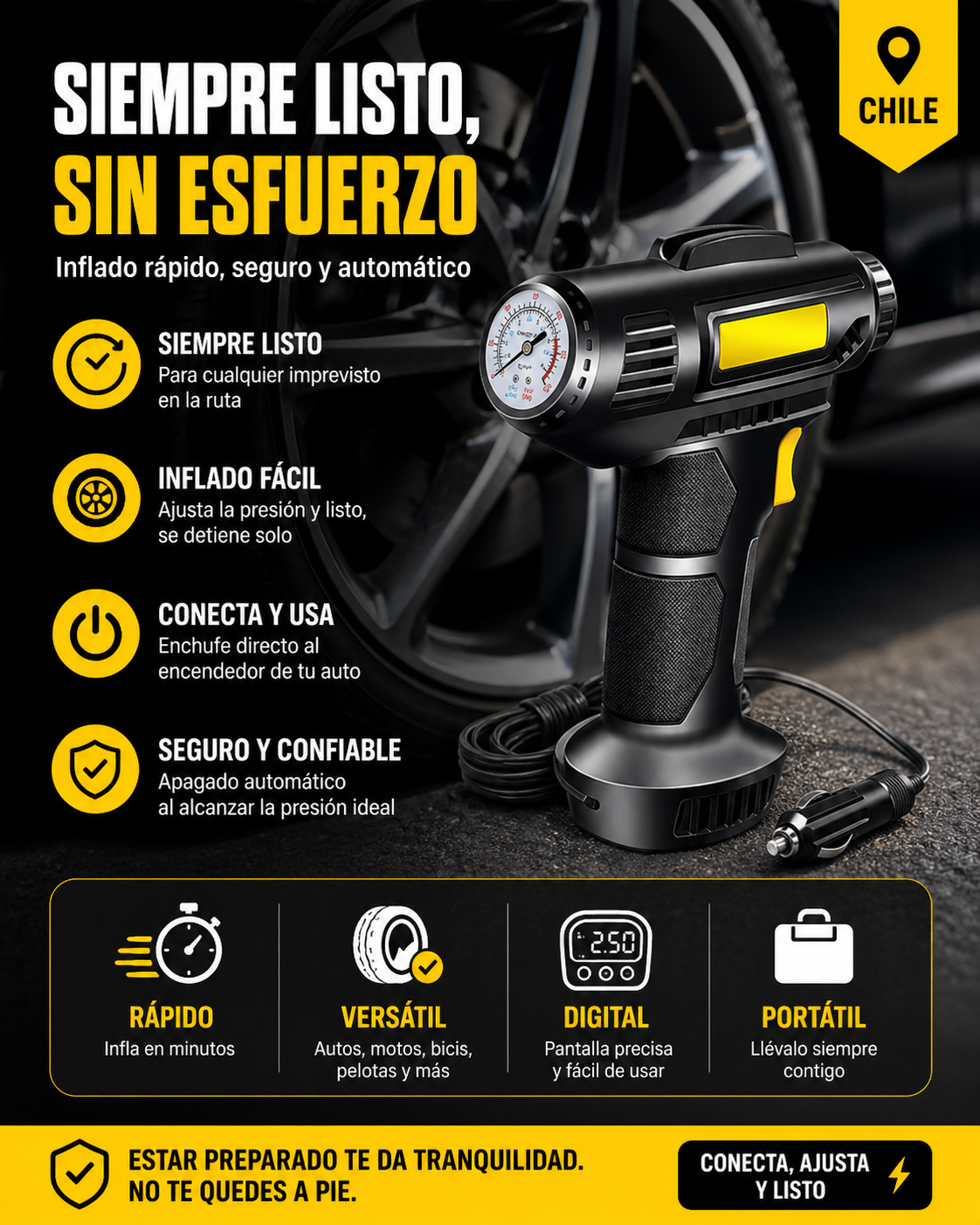 COMPRESOR DIGITAL INFLADOR DE AIRE VIDA Y HOGAR