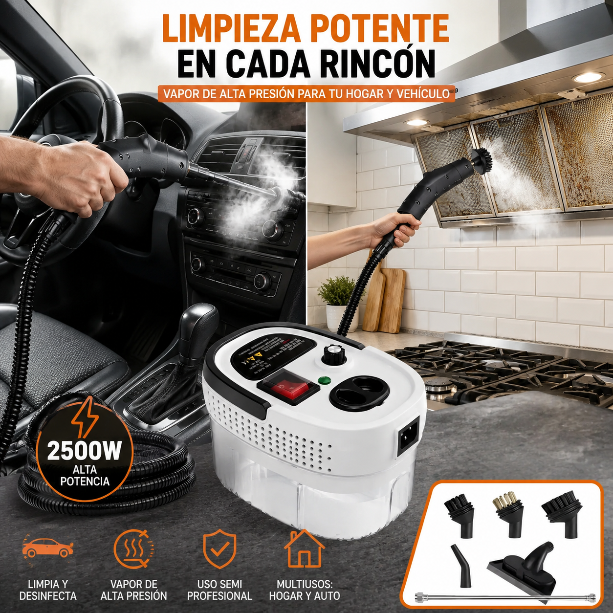 Limpiador A Vapor Presion 2500w Portatil