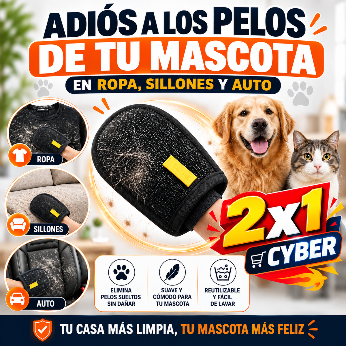 Guante Removedor de Pelo 2x1