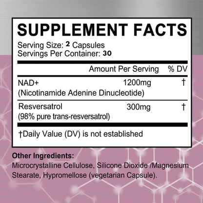 NAD+ con Resveratrol™ 1500mg (60 Capsulas) - ¡OFERTA LIMITADA!
